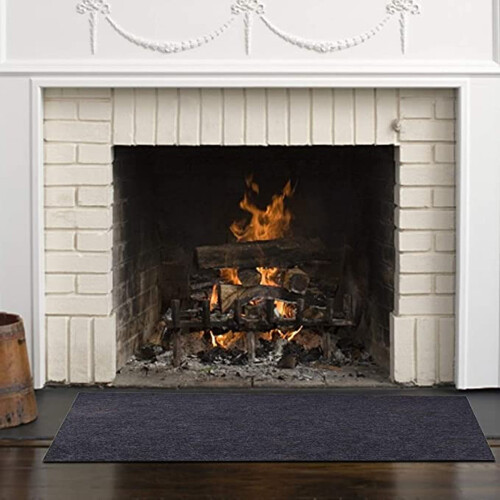 Fireplace Hearth Rug Fireproof Non-Slip Black 3 Sizes 2