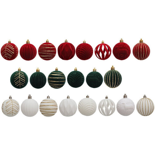 Christmas Balls Red Flocking 6cm 12pcs 1