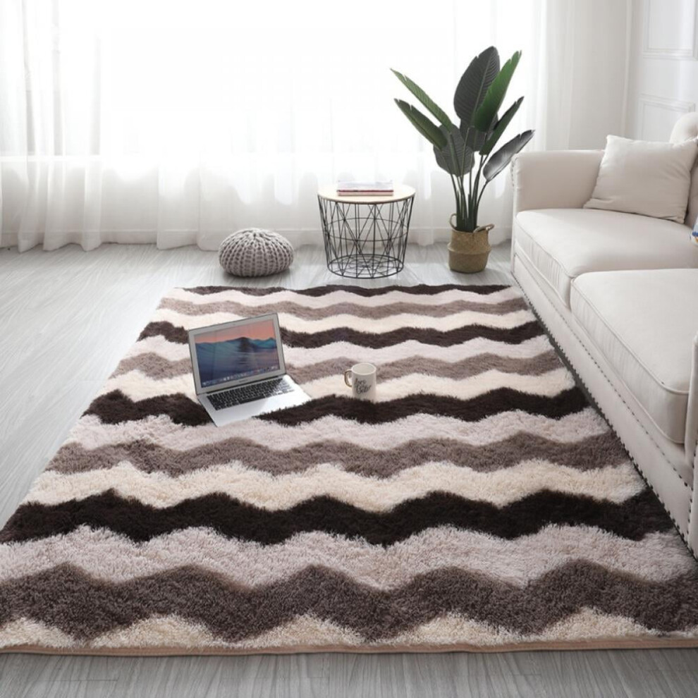 Fluffy Geometric Area Rug 4' X 6' Grey & White White,Grey
