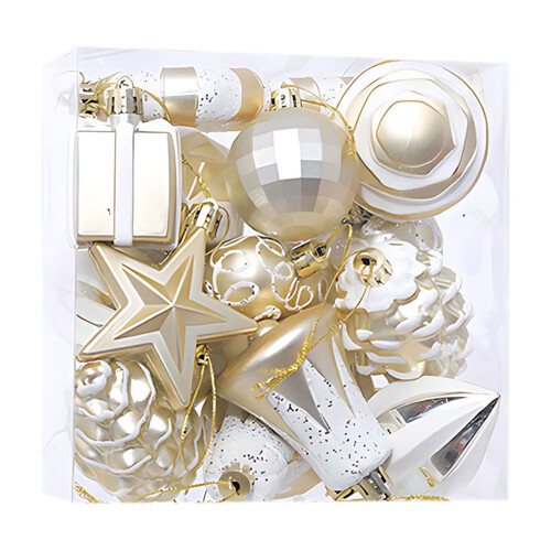 Christmas Tree Ornaments Set Silver White 16 pcs 2