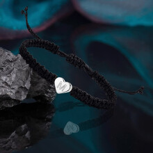 Partnerarmbänder für Damen und Herren, minimalistischer Schmuck, handgefertigtes Seilarmband, 14 Karat weißvergoldet, Herzarmband mit Initialen,