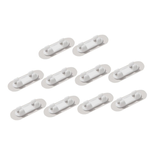 10pcs White Self Adhesive Wire Clips Compact Cable Organizer Holders for Desk and Wall Management