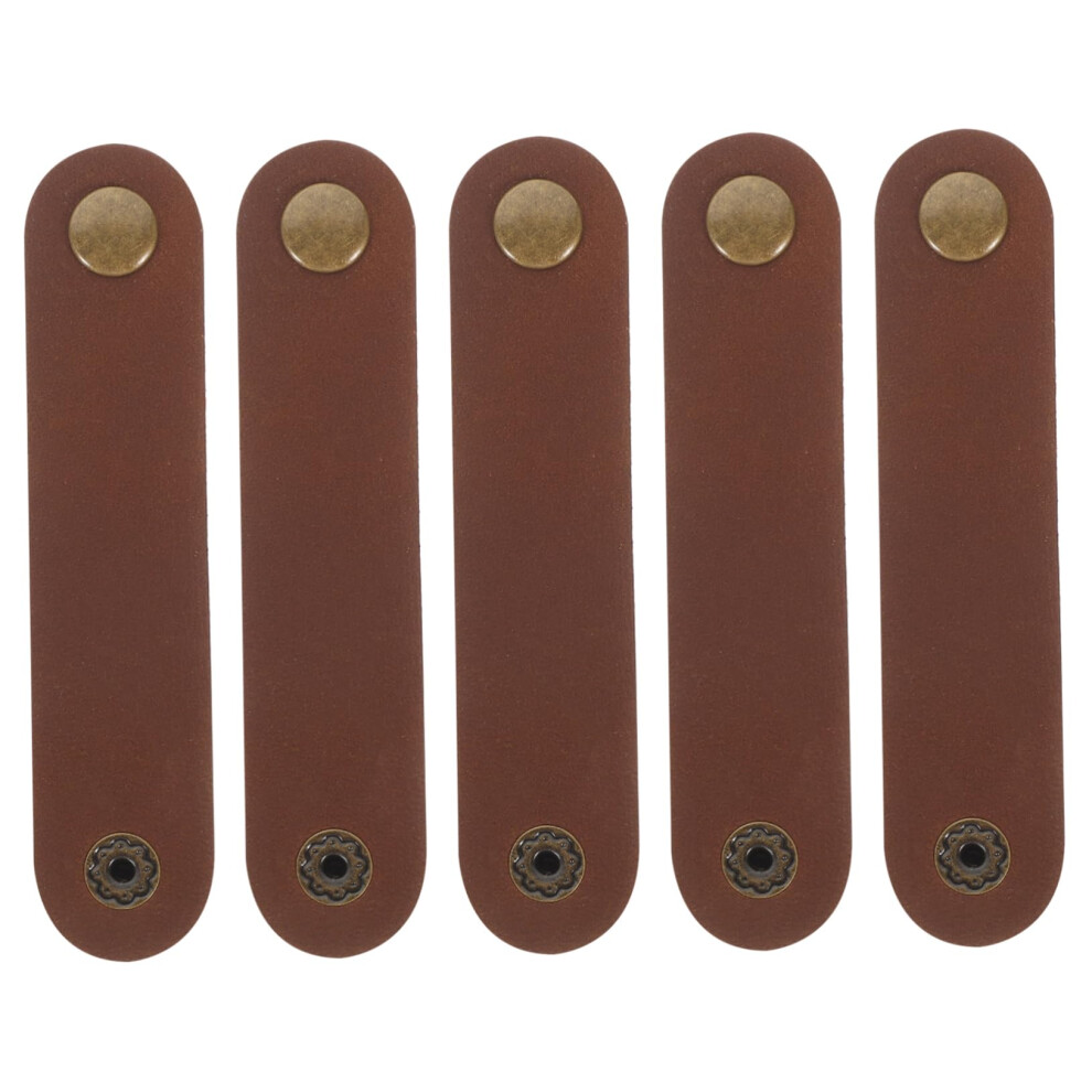 5Pcs Leather Cord Organizer For Charging Cords Reusable Adjustable Cable Management Straps Black 9310869824992