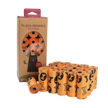 Dww-21 rolls of biodegradable pet waste bags - orange, waterproof dog waste bags, poop bags, dog poop bags, thick and durable