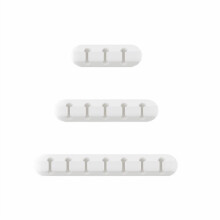 Self Adhesive Silicone Cable Organizer Set White 3pcs Durable Wire Management Clips Cord Holder