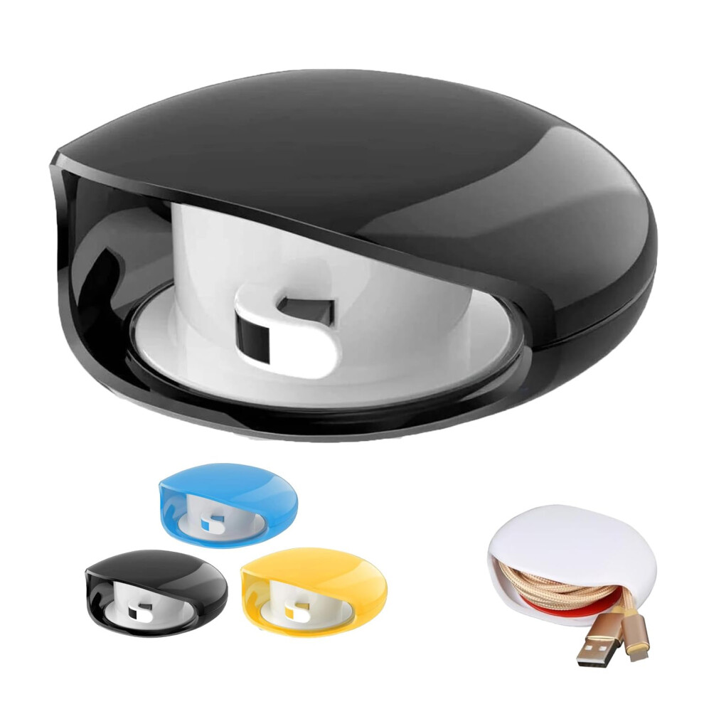 Retractable Cable Organizer Black, Tangle Automatic Cord Reel For Usb, Data And Headphone Cables 9310869825302