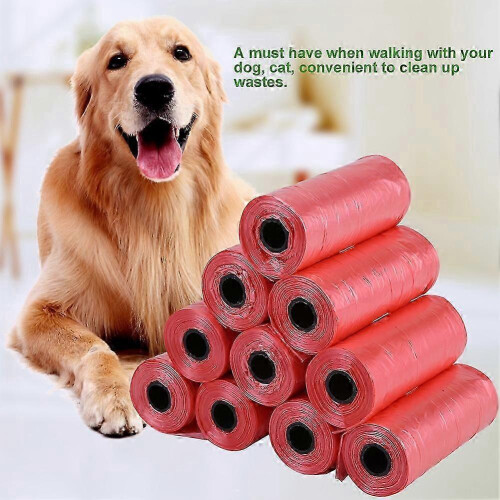 10 Rolls/150Pcs Durable Dog Waste Bags 33x22cm Red 1