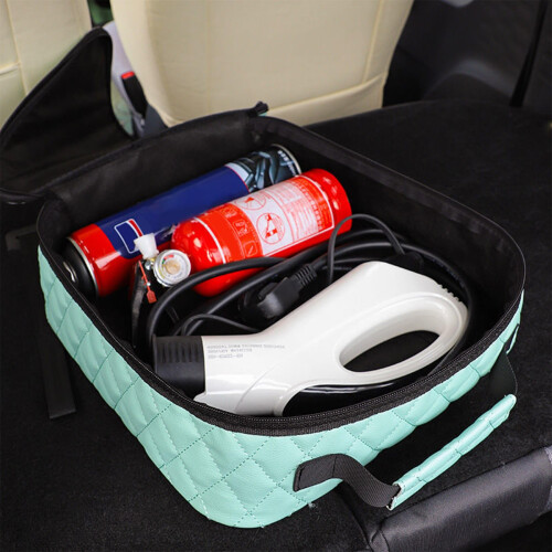 EV Charging Cable Bag PU Leather Storage Case with Dustproof Zipper and Adjustable Compartments 2