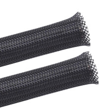 Cable Management Sleeve 40mm Black 5M Braided PET Tube for Reliable Cable Protection and Neat Wire Organization