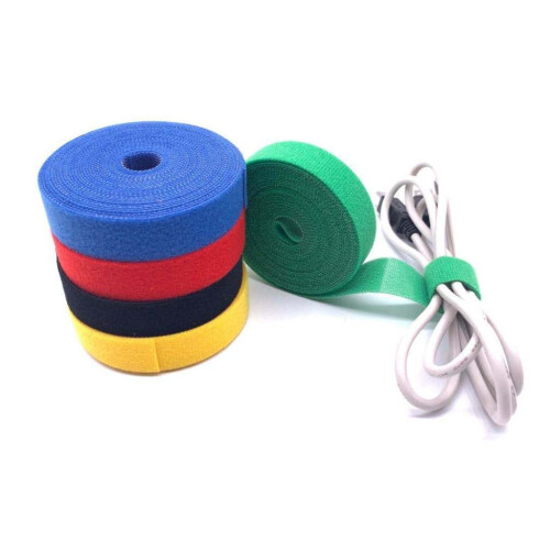 Reusable Cable Ties 1M Adhesive Hook and Loop Straps for Cord Management Durable Nylon Organizer 2