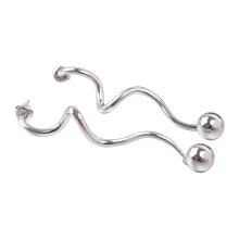 Trendy oorbellen met lange spiralen en 10 mm kralen in-Zilver