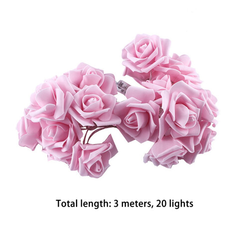 Roselyslenker20LED rosa plastgirlander3m 2