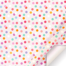 Papier cadeau coloré à pois arc-en-ciel et cœurs (1 rouleau)