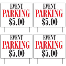Outdoor Lawn Sign Set Event Parking 18x24 inches 4 pcs