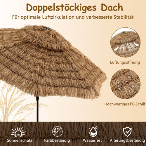 Tiki-stråparaply med solcelledrevne LED-lys, 313 cm 2