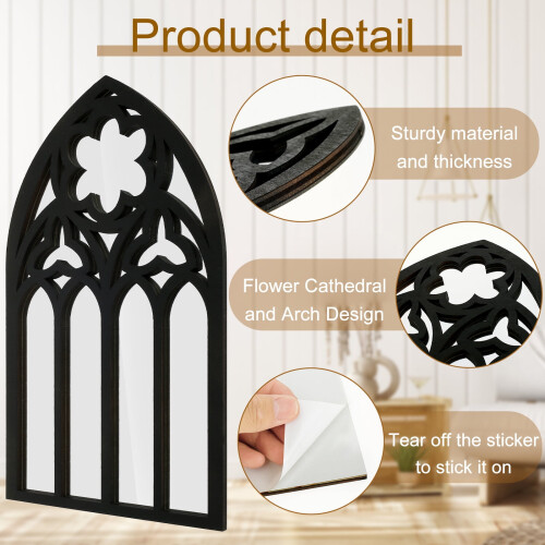 Black Arched Gothic Wall Mirror Set of 3 1