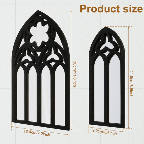 Arched Gothic Wall Mirror Set – White Wood & Acrylic 2