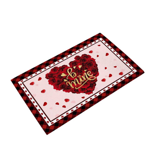Valentine's Day kitchen rug non-slip absorbent heart design 1