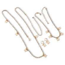 Ensemble de bijoux de luxe avec pendentif papillon, hypoallergénique, sans plomb ni nickel, plaqué or trois couches, collier, boucles d'oreilles et