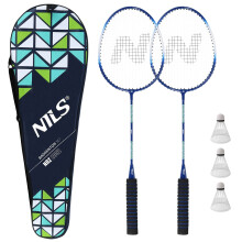Juego de bádminton: 2 raquetas de aluminio, 3 volantes y funda
