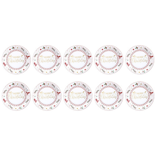 FloHua Julpapperstallrikar 18 cm guldfärgade snöflingor 10-pack 1