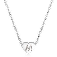 Collier en argent sterling avec initiale en forme de cœur, style minimaliste hypoallergénique, imperméable, personnalisé, ajustable.