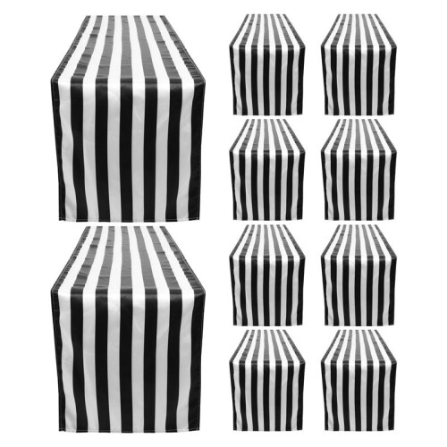 10 Pack Table Runner Polyester Table Decor Classic Black and White Striped Table Runner Modern Elegant Design