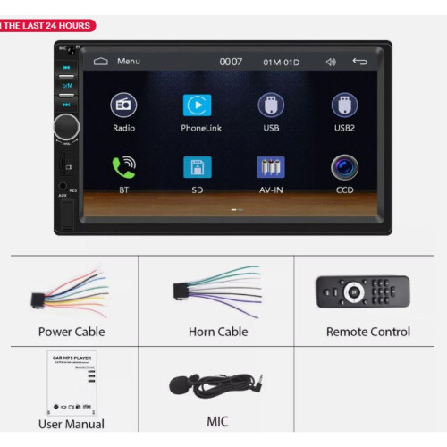 Melhore sua experiência de direção com o som automotivo Double Din, compatível com Apple CarPlay e Android Auto, com Mirror Link e chamadas em 2