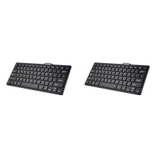 2X Compact Wired Keyboard USB - Ultra-Thin Keyboard for PC Gaming Keyboard Black