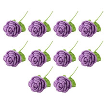 Fleurs Artificielles de Roses Tricotées à la Main, Décoration de Bouquet au Crochet Tricoté, Décoration de Table Cadeau de Vacances B
