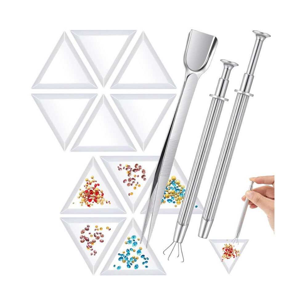 20 Pieces Art Trays And 3 Pieces Bead Scoop Rhinestone Tweezers For Jewelry Making Gems Crystals Accessories And Tools B 4713403487151