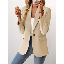 Damen-Freizeitblazer für Den Herbst - Komplett Gefüttert, Leicht, Knopf, Reverskragen, Schmale Passform, mit Tasche Aprikose S