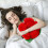 Rose Plush Pillow Red 30x30cm Short Plush 2