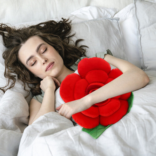 Rose Plush Pillow Red 30x30cm Short Plush 1