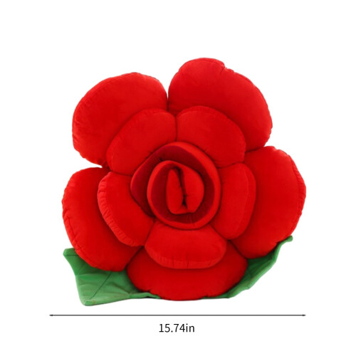 Rose Plush Pillow Red 30x30cm Short Plush 2