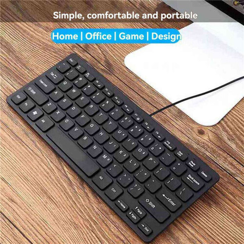 2X Compact Wired Keyboard USB - Ultra-Thin Keyboard for PC  Gaming Keyboard Black 1