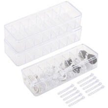 3 Pack Transparent Cable Organizer Box with Lids and Dividers, Storage with 10 Cable Ties for Home and Office