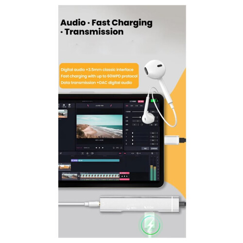 DAC Audio 3.5 Adapter Type-C HUB Splitter for Converting Mobile Phones Tablets to Digital Analog Audio Conversion C 1
