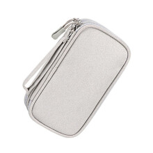 Electronics Travel Organizer Small Grey Cable Storage Case with Durable Zipper and Tangle Design