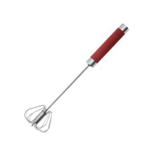 12-Zoll-Halbautomatischer Schneebesen Aus Edelstahl, Hand-Rotationsmixer, Schneebesen, Mixer-Rührer, Küchenwerkzeug, Rot