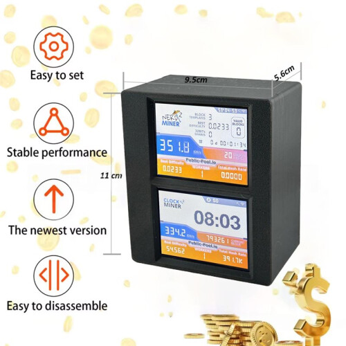 Máquina de Mineração de Criptomoedas NerdMinering V2 700KH com Tela Inteligente de 2,8 Polegadas, Ideal para Mineração Solo de Bitcoin e Bitcoin, 1
