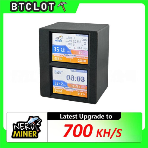 Máquina de Mineração de Criptomoedas NerdMinering V2 700KH com Tela Inteligente de 2,8 Polegadas, Ideal para Mineração Solo de Bitcoin e Bitcoin, 2