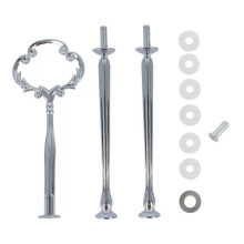 Set 2 3-stöckiger Tortenplattenständer aus schwerem Metall mit Mittelgriff, Befestigungsmaterial, Stangenform: Verziert, viktorianisch