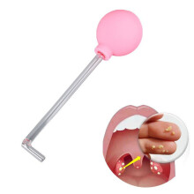 Handmatig hulpmiddel voor het verwijderen van amandelstenen - Glazen vacuümzuigbuis met PVC-zuigbal voor mondreiniging en een frisse adem (roze)