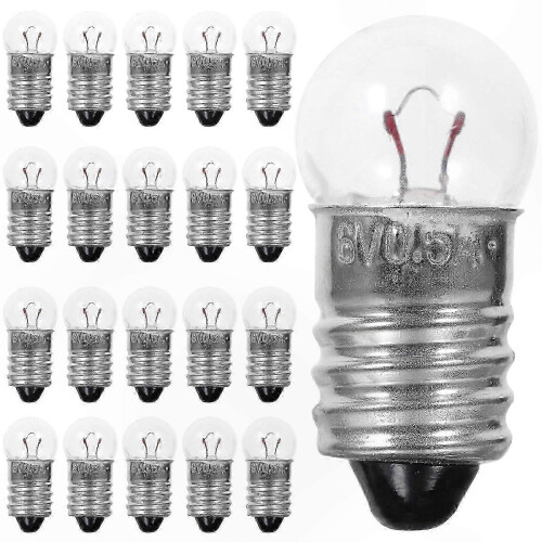50 Pack Miniature 6V E10 Bulbs for Science Projects, Clear Lens, 2.3x1x1cm