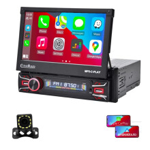 1Din Car Stereo Wireless CarPlay Android Auto 7In Electric Flip Out Touch Screen Car Radio Mirror Link Camera