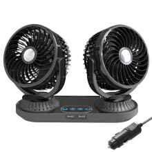 12V/24V Fahrzeug-Elektroventilator mit oszillierendem, drehbarem Doppelkopf (Deluxe)