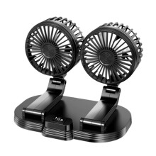 5V USB-Autolüfter: Doppelkopf-Luftzirkulator (Schwarz)