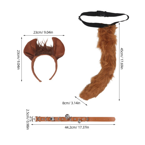 1Ensemble Ensemble Costume Marron Tissu Oreilles Et Queue Cosplay 1