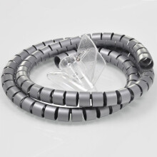 Silver Gray Spiral Cable Organizer 10mm x 2m PE Cable Management Sleeve for Clutter Desk Setup